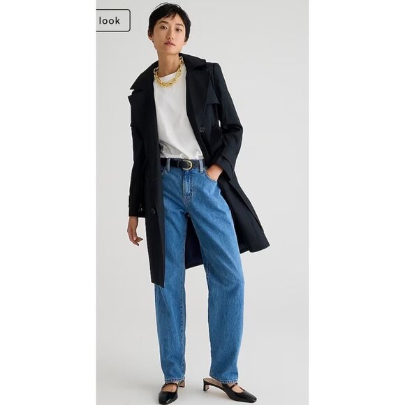 J.Crew Womens $348 Petite New Icon Trench Coat Black Size P0 BF458 - Picture 2 of 13